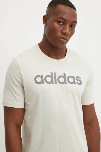 Tričko adidas Essentials béžová barva, s potiskem, IZ4771