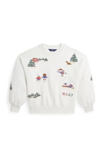 Dětská bavlněná mikina Polo Ralph Lauren béžová barva, vzorovaná, 313952129001