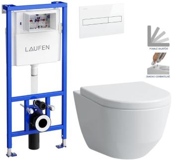 LAUFEN Rámový podomítkový modul CW1 SET s bílým tlačítkem + WC LAUFEN PRO + SEDÁTKO H8946600000001BI LP3