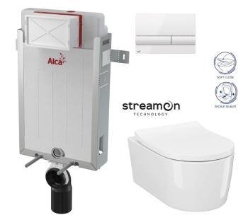 ALCADRAIN Renovmodul předstěnový instalační systém s bílým tlačítkem M1710 + WC CERSANIT INVERTO + SEDÁTKO DURAPLAST SOFT-CLOSE AM115/1000 M1710 IN1