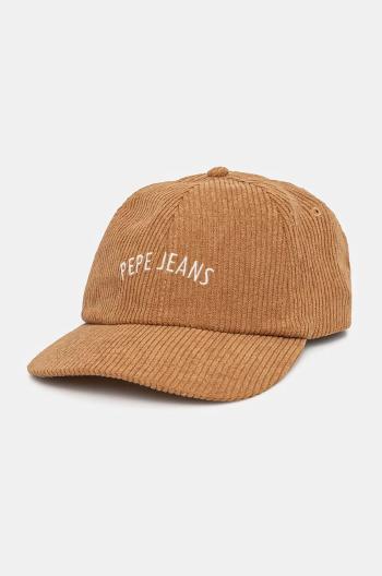 Kšiltovka Pepe Jeans WEEN CAP hnědá barva, s potiskem, PL040354