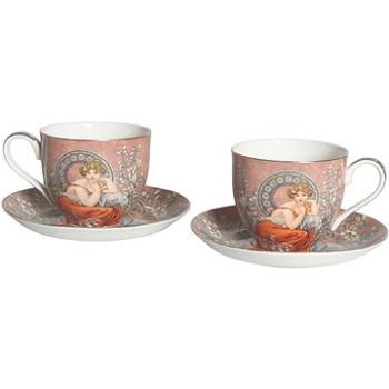 Home Elements Sada 2 porcelánových hrků 270 ml s podšálky, Mucha tmavý (MUCHA0074)