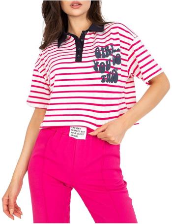 Bílo-růžový polo crop top "girl&hellip; you got this" vel. ONE SIZE