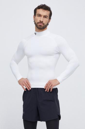 Tréninkové tričko s dlouhým rukávem Under Armour ColdGear Compression bílá barva