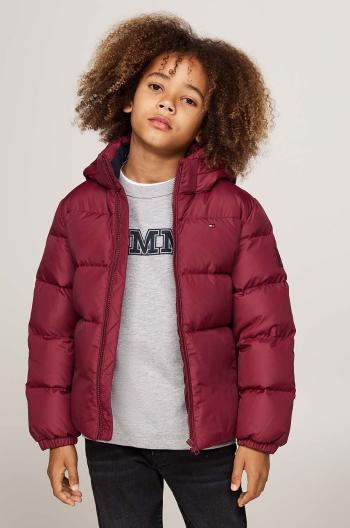 Dětská bunda Tommy Hilfiger vínová barva, KB0KB08341