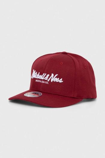 Čepice s vlněnou směsí Mitchell&Ness vínová barva, s aplikací