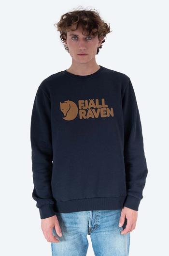 Bavlněná mikina Fjallraven Logo Sweater pánská, tmavomodrá barva, s aplikací, F84142