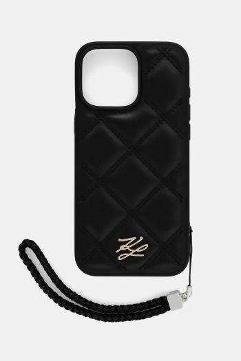 Puzdro na mobil Karl Lagerfeld iPhone 16 Pro Max čierna farba, KLHCP16XPSQSKLSMSK