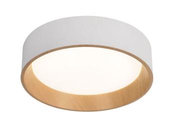 Candellux Bílé LED stropní svítidlo Lazio s dřevěným dekorem kulaté 24W 14-24107