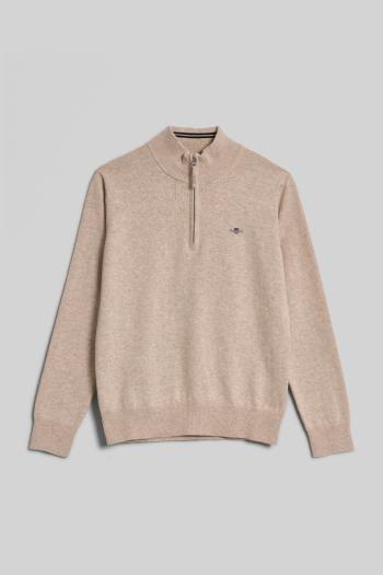 SVETR GANT SHIELD COTTON HALF ZIP LIGHT BEIGE MELANGE