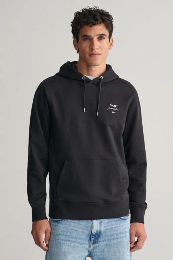 MIKINA GANT LOGO SCRIPT HOODIE BLACK