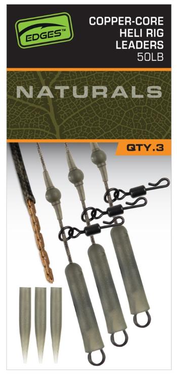 Fox montáž edges naturals copper core power grip lead clip leaders 3 ks