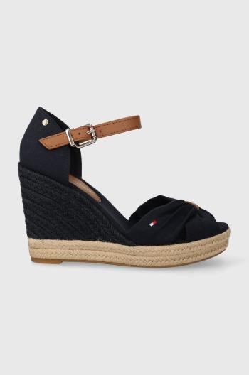 Sandály Tommy Hilfiger BASIC OPENED TOE HIGH WEDGE tmavomodrá barva, FW0FW04784