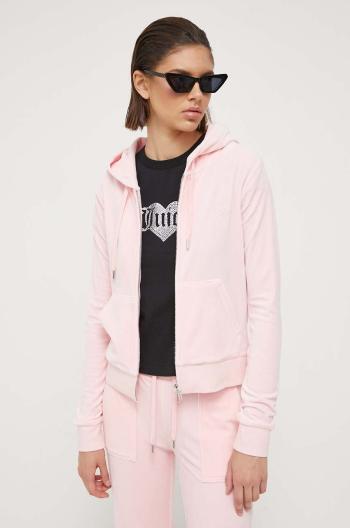 Mikina Juicy Couture Robertson dámská, růžová barva, s kapucí, hladká