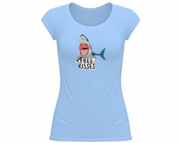 Dámské tričko velký výstřih shark free kisses