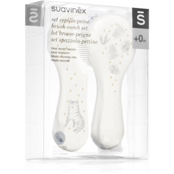 Suavinex Tigers Brush-comb Set sada pro děti od narození Grey 2 ks