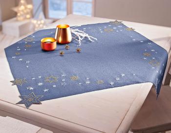 Weltbild Vánoční ubrus Hvězdný svit, modrý, 85 x 85 cm