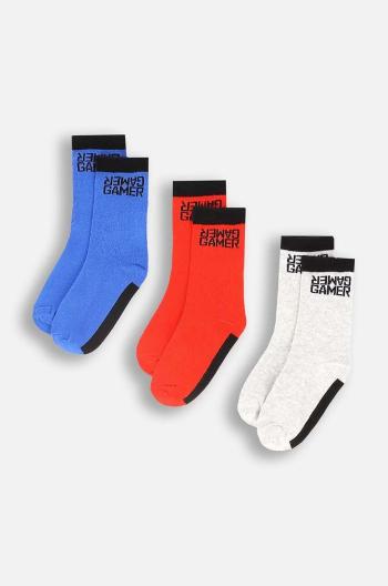 Dětské ponožky Coccodrillo 3-pack šedá barva, BASIC SOCKS