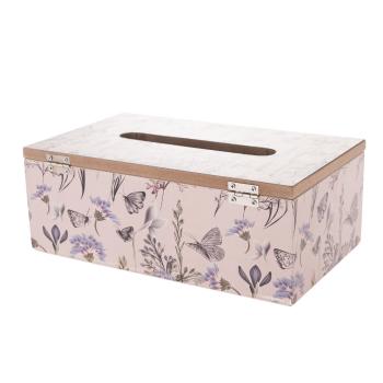 Cutie de lemn pentru batiste Pinkie roz,24 x 9 x 14 cm