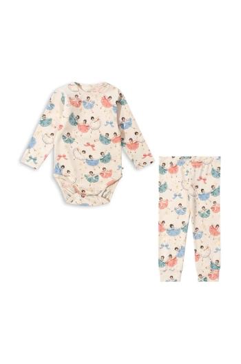 Kojenecká sada Konges Sløjd BASIC BODY/PANTS SET GOTS béžová barva, KS101888