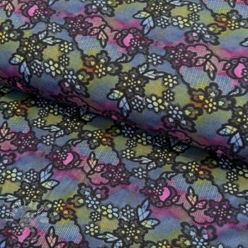 Úplet VISCOSE LYCRA HEAVY Lace dark digital print