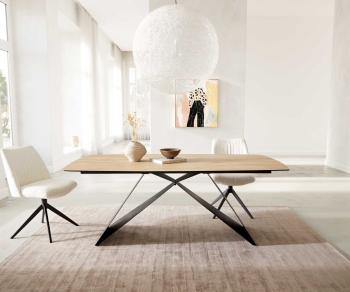 Jídelní stůl Edge oválný 200x100 keramika Laminam® Sabbia podnož ve