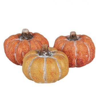 Set 3ks keramická oranžová dekorace dýně Pumpkin - 3* Ø 5*4 cm  6CE1781