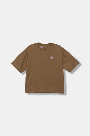 Detské bavlnené tričko adidas Originals béžová farba, jednofarebné, JX2760