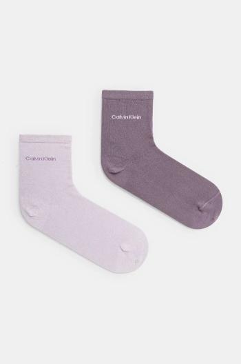 Ponožky Calvin Klein 2-pack dámské, fialová barva, 701229452