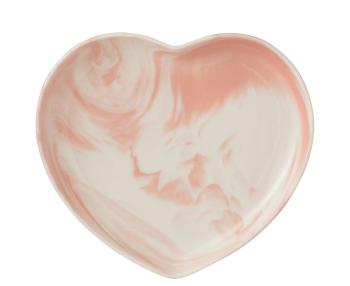 Krémovo-růžový porcelánový talíř ve tvaru srdce Heart -  23*21*3 cm 40103