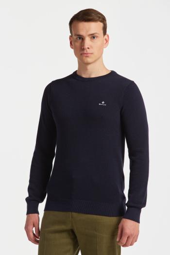 SVETR GANT COTTON PIQUE C-NECK EVENING BLUE