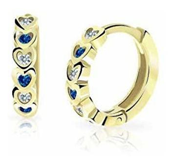 Cutie Jewellery Dětské kruhové náušnice ze žlutého zlata C3339-80-X-1 modrá