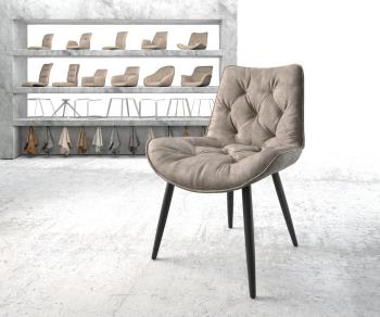 Jídelní židle Taimi-Flex taupe vintage zúžená podnož černá