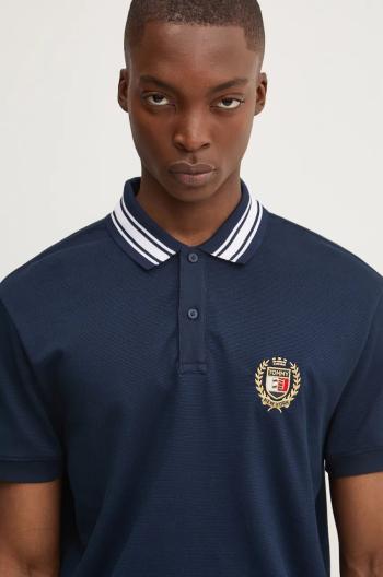 Polo tričko Tommy Jeans tmavomodrá barva, s aplikací, DM0DM19624