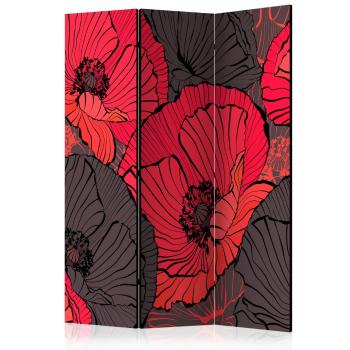 Paraván Pleated poppies Dekorhome 135x172 cm (3-dílný)