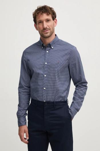 Bavlněná košile Tommy Hilfiger tmavomodrá barva, slim, s límečkem button-down, MW0MW34571