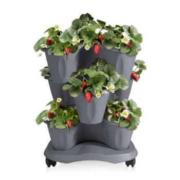 Cascadă flori Trifoglio cu rotile, gri , 40 x 51 x 40 cm, gri