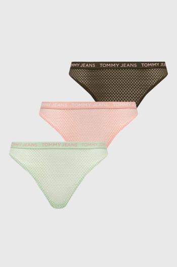 Tanga Tommy Jeans 3-pack zelená barva, UW0UW05010