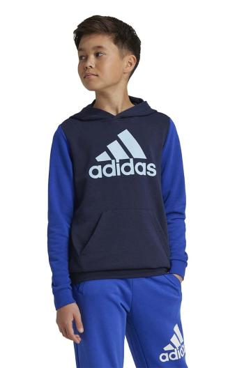 Dětská mikina adidas J BL CB HD tmavomodrá barva, s kapucí, s potiskem, IX9511