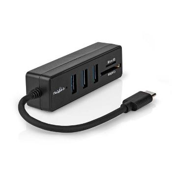 Nedis CCGB64780BK01 - USB hub| 1x USB-C™ | 1x USB A / 1x USB-C™ | 4 Porty port(s) | USB 2.0 | Napájanie z USB | SD & Micr