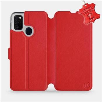 Flip pouzdro na mobil Samsung Galaxy M21 - Červené - kožené -   Red Leather (5903516245772)