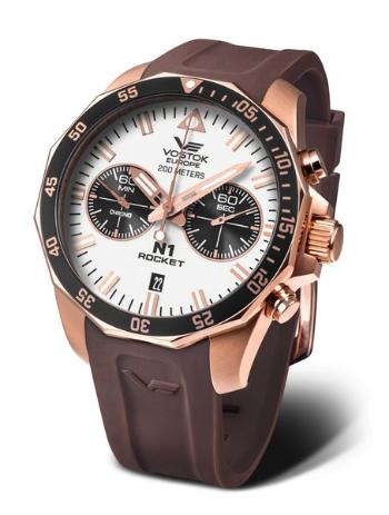 Vostok Europe N-1 Rocket Chrono Line 6S21-225B619S - Hnědý silikonový řemínek