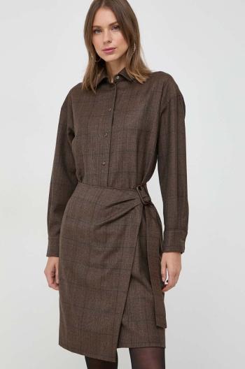 Vlněné šaty Weekend Max Mara hnědá barva, mini