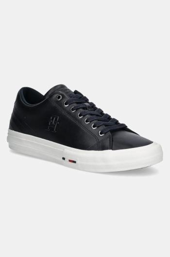 Kožené sneakers boty Tommy Hilfiger TH HI VULC STREET PATCH LTH tmavomodrá barva, FM0FM05203