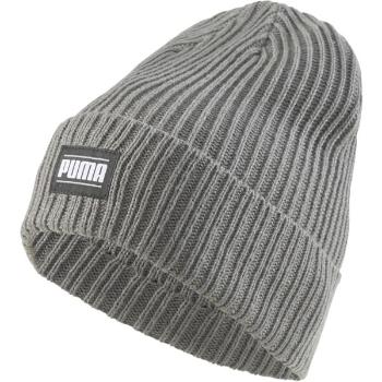 Puma RIBBED CLASSIC CUFF BEANIE Pletená čepice, šedá, velikost