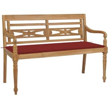 SHUMEE Lavice Batavia s červenou poduškou 120 cm teak 3062160 (3062160)