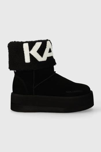 Semišové sněhule Karl Lagerfeld THERMO černá barva, KL48552
