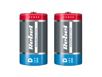 Baterie D (R20) alkalická REBEL Alkaline 2ks / shrink BAT0064