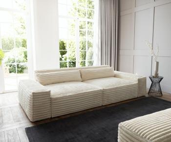 Sirpio XL 270x130 cm plyšový manšestr béžový s taburetkou