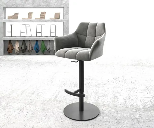Barová židle Yulo-Flex samet šedá otočná výškově nastavitelná